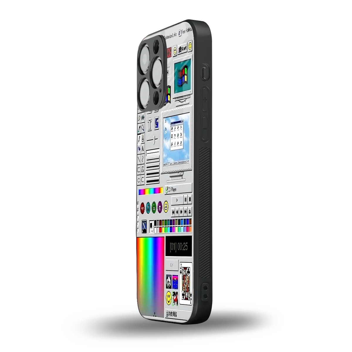 Paint Retro iphone 16 pro max mobile cover | shockproof glass phone case
