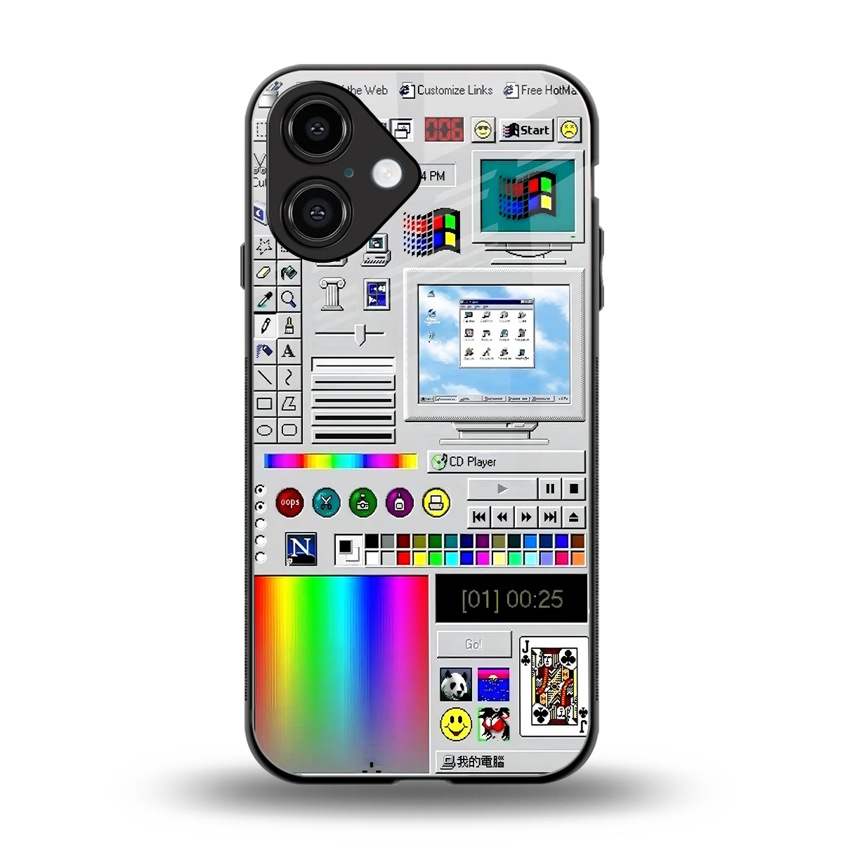 Paint Retro back phone cover | glass case for iphone 16