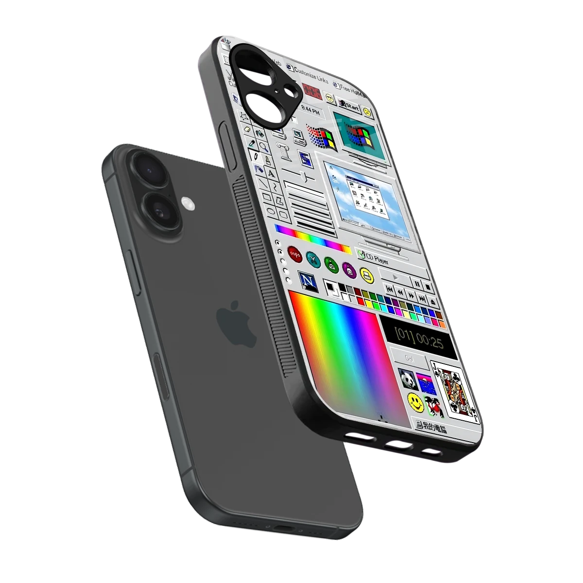 Paint Retro sleek iPhone 16 cover with tempered glass back and TPU edges