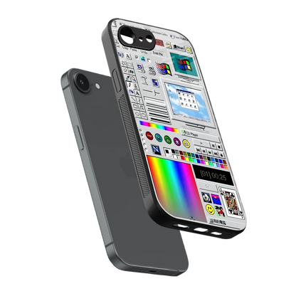 Paint Retro sleek iphone 16e cover with tempered glass back and TPU edges