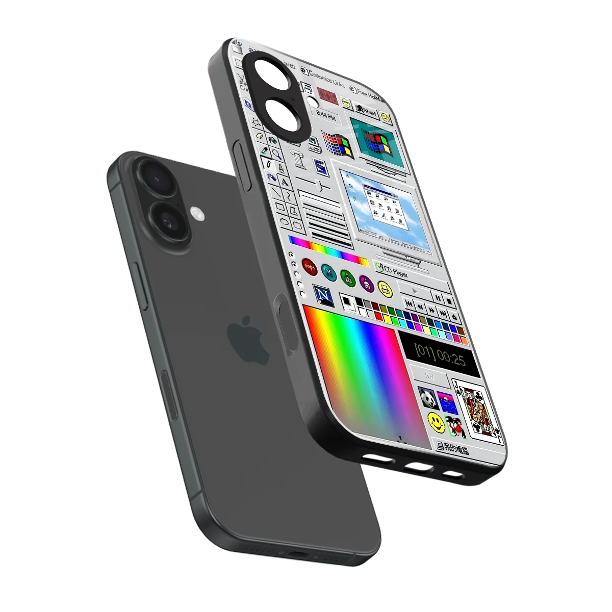 Paint Retro sleek iphone 17 cover with tempered glass back and TPU edges