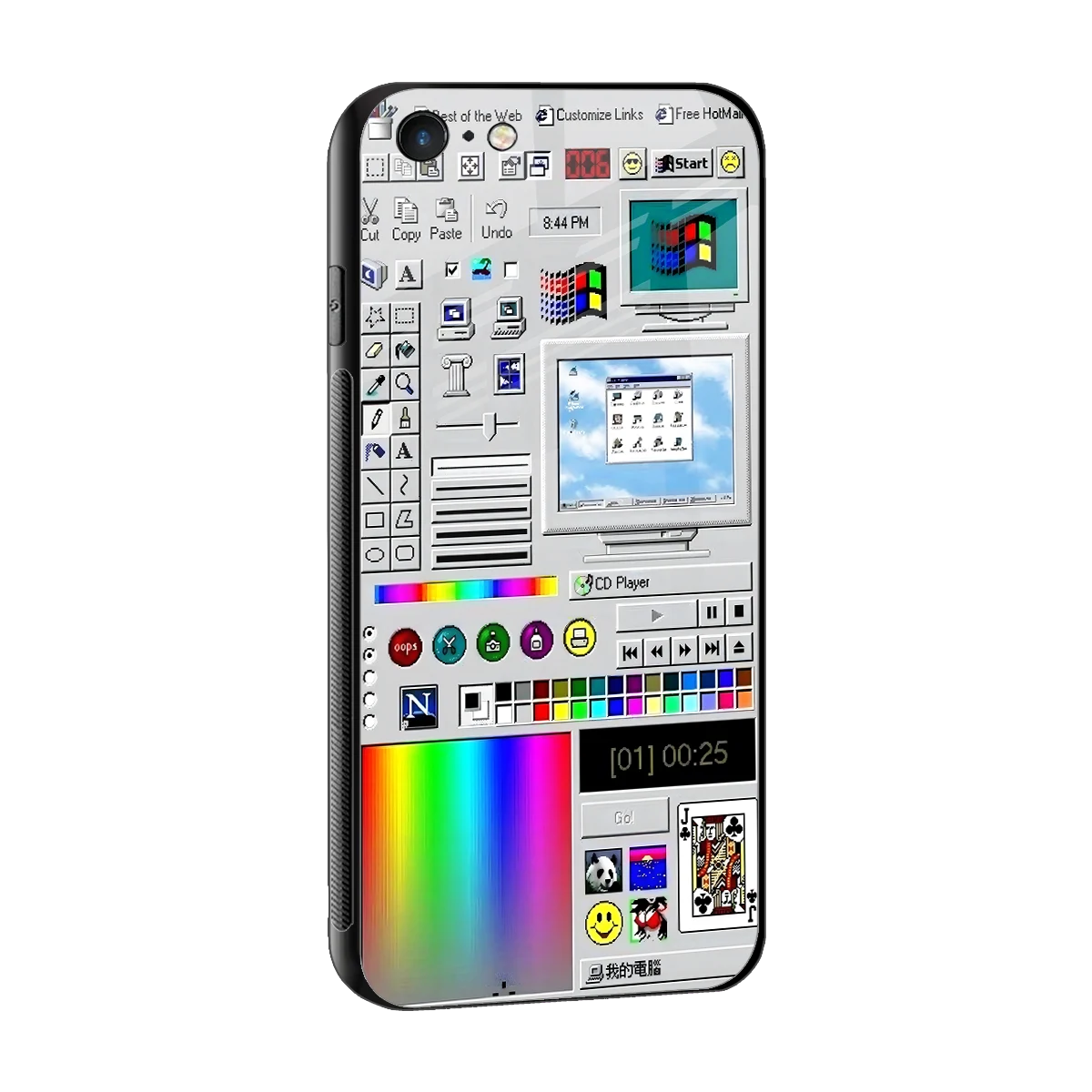 Paint Retro sleek iphone 6 cover with tempered glass back and TPU edges