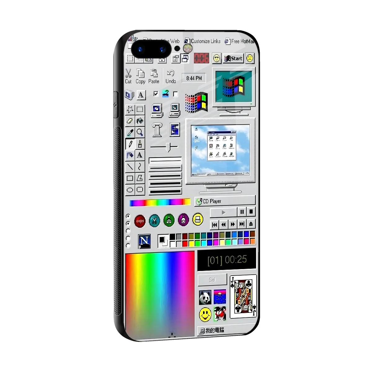 Paint Retro sleek iphone 7 plus cover with tempered glass back and TPU edges