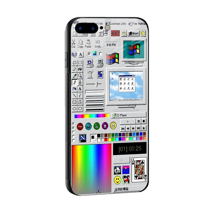 Paint Retro sleek iphone 7 plus cover with tempered glass back and TPU edges