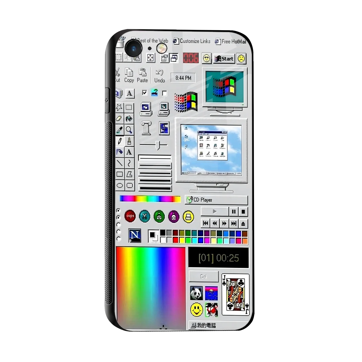 Paint Retro sleek iphone 7 cover with tempered glass back and TPU edges