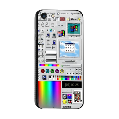 Paint Retro sleek iphone 7 cover with tempered glass back and TPU edges