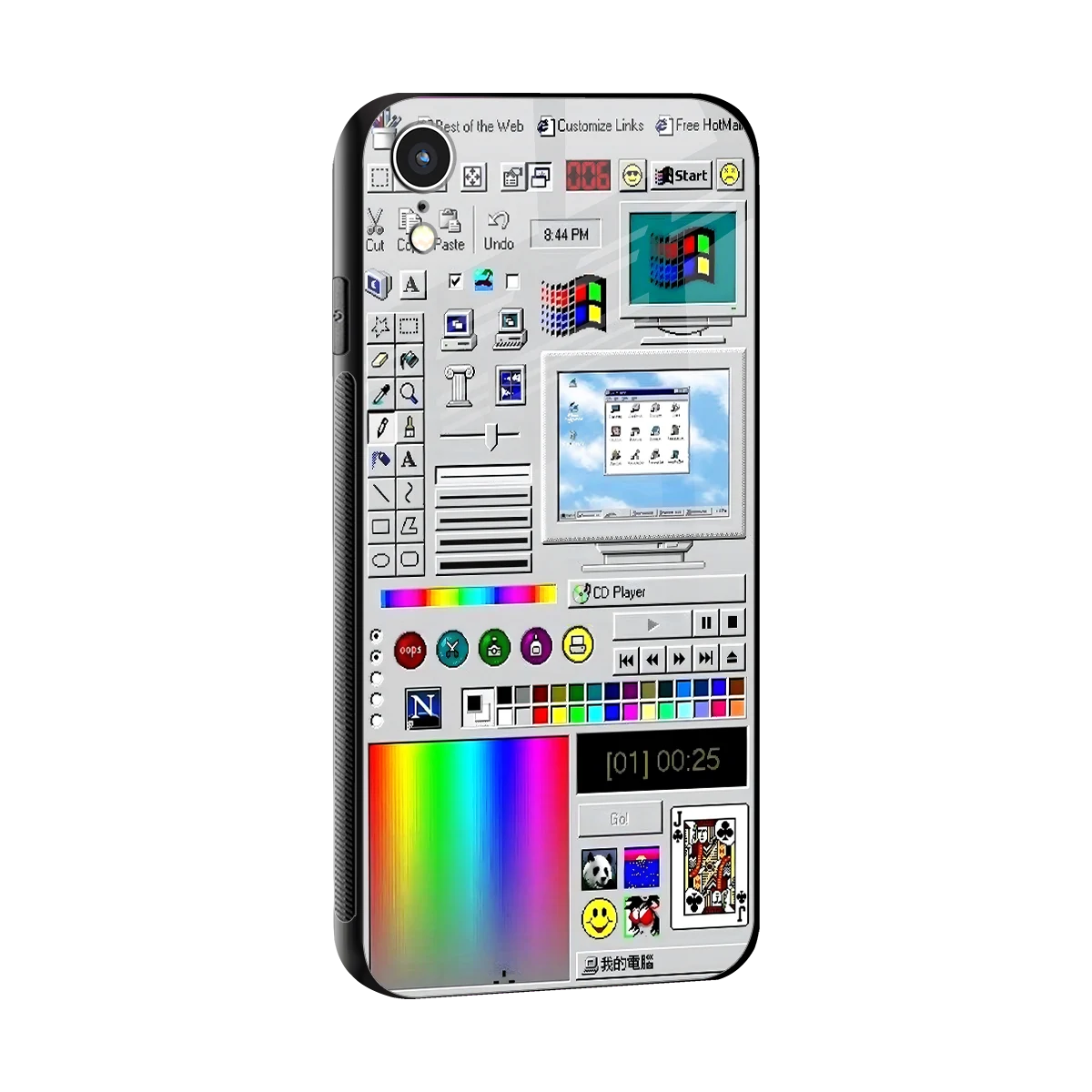 Paint Retro sleek iphone xr cover with tempered glass back and TPU edges