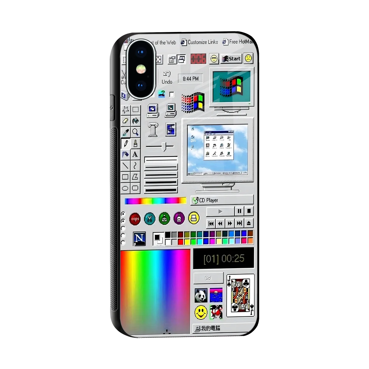 Paint Retro sleek iphone xs cover with tempered glass back and TPU edges