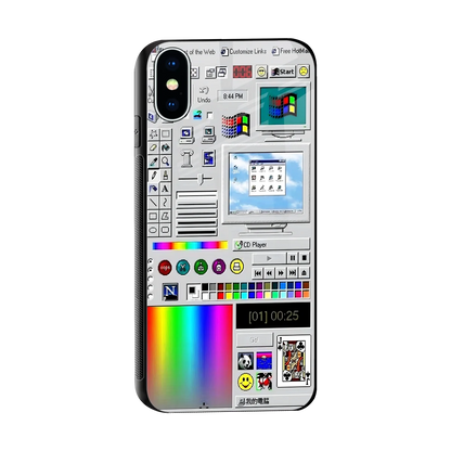 Paint Retro sleek iphone xs cover with tempered glass back and TPU edges
