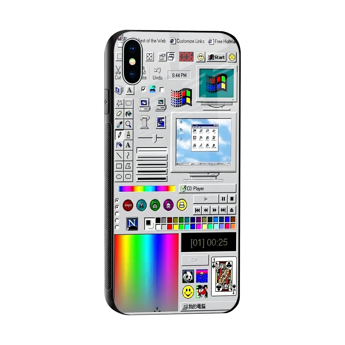 Paint Retro sleek iphone xs max cover with tempered glass back and TPU edges