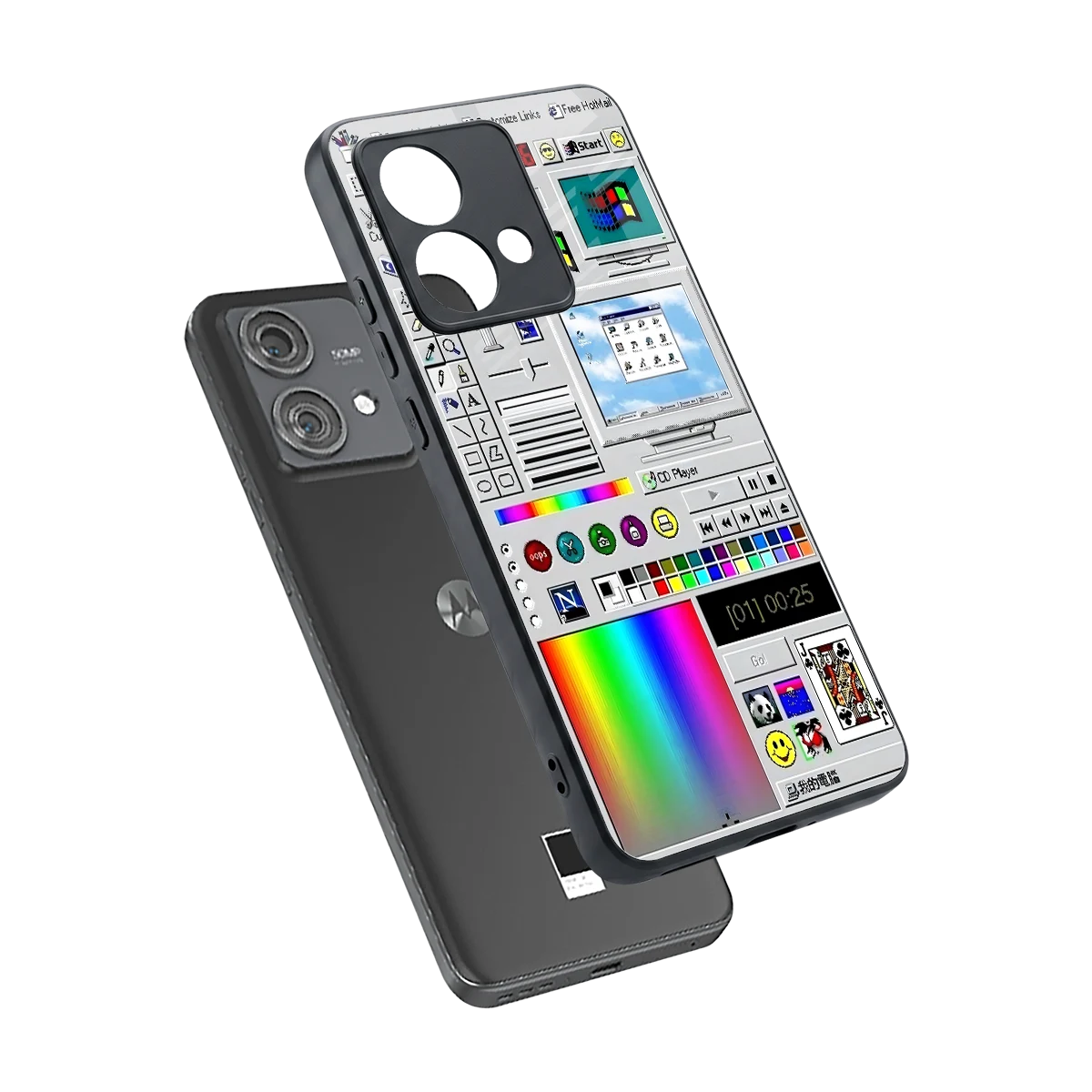 Paint Retro sleek motorola edge 40 neo 5g cover with tempered glass back and TPU edges