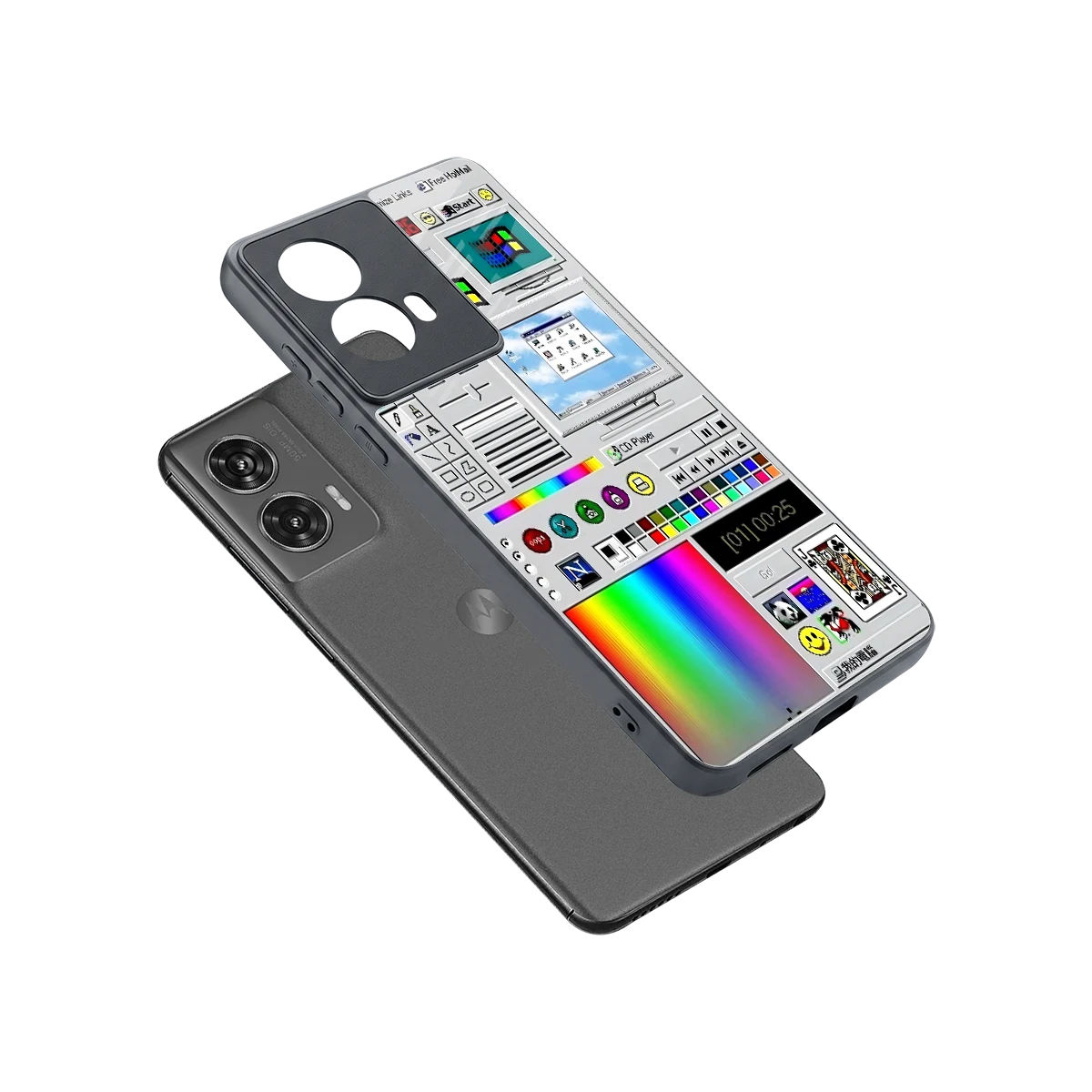 Paint Retro sleek motorola edge 50 fusion cover with tempered glass back and TPU edges