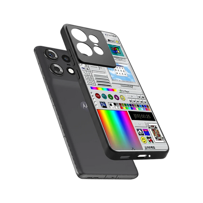 Paint Retro sleek motorola edge 50 pro cover with tempered glass back and TPU edges