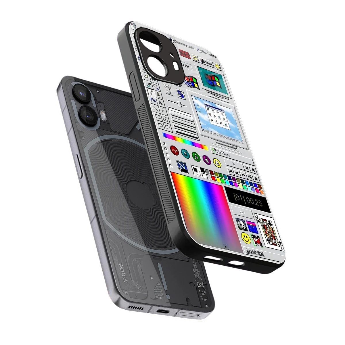 Paint Retro sleek nothing phone 2 cover with tempered glass back and TPU edges