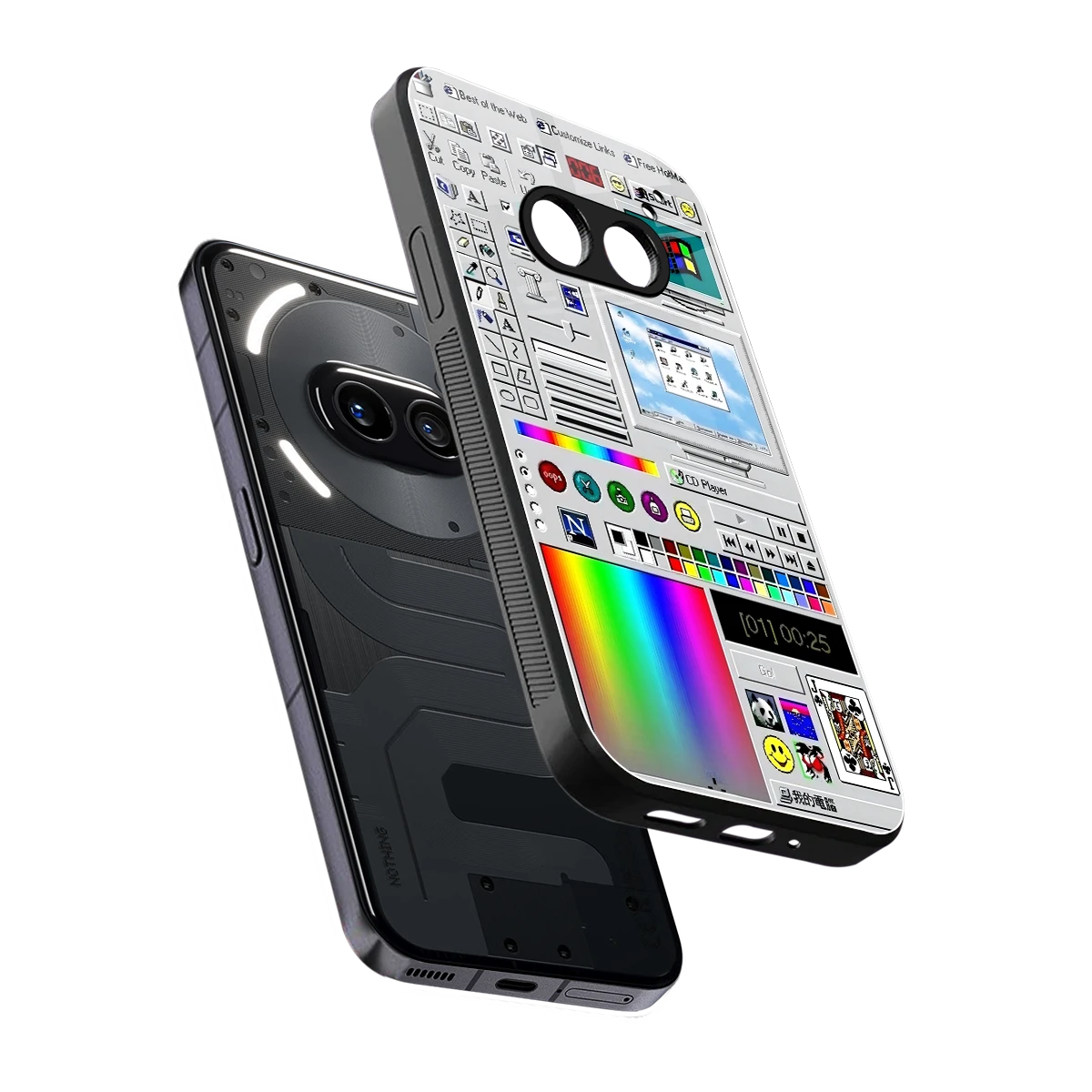 Paint Retro sleek nothing phone 2a cover with tempered glass back and TPU edges