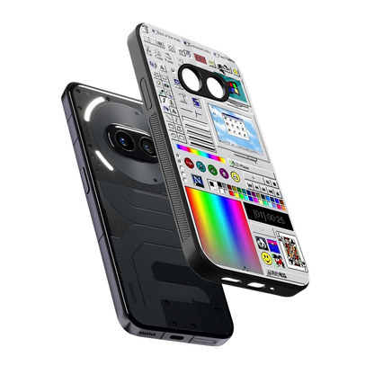 Paint Retro sleek nothing phone 2a cover with tempered glass back and TPU edges