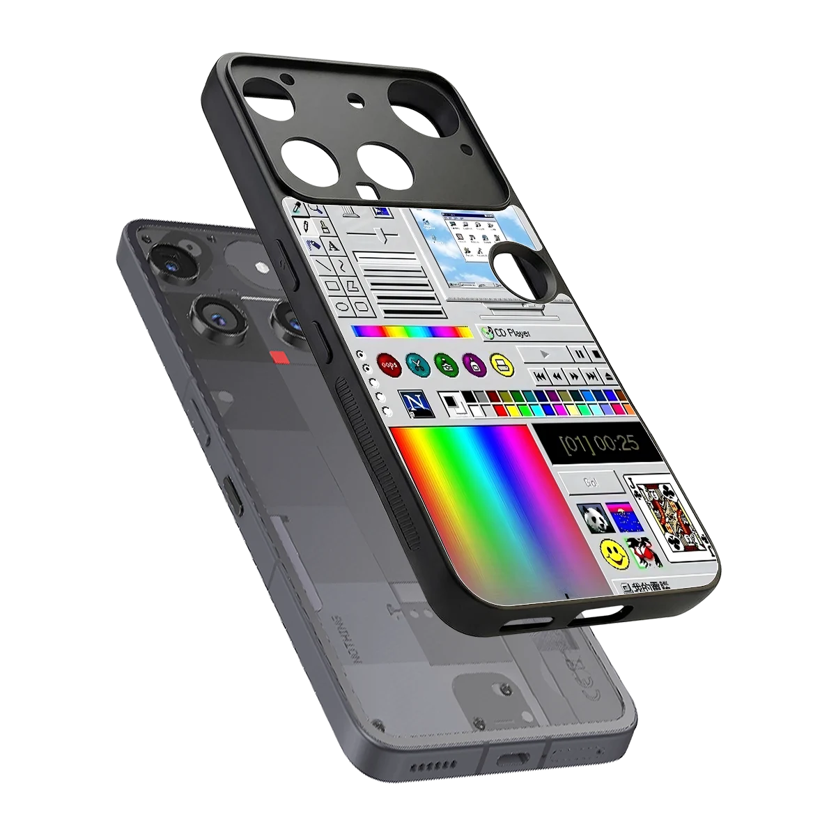 Paint Retro sleek nothing phone 3 cover with tempered glass back and TPU edges