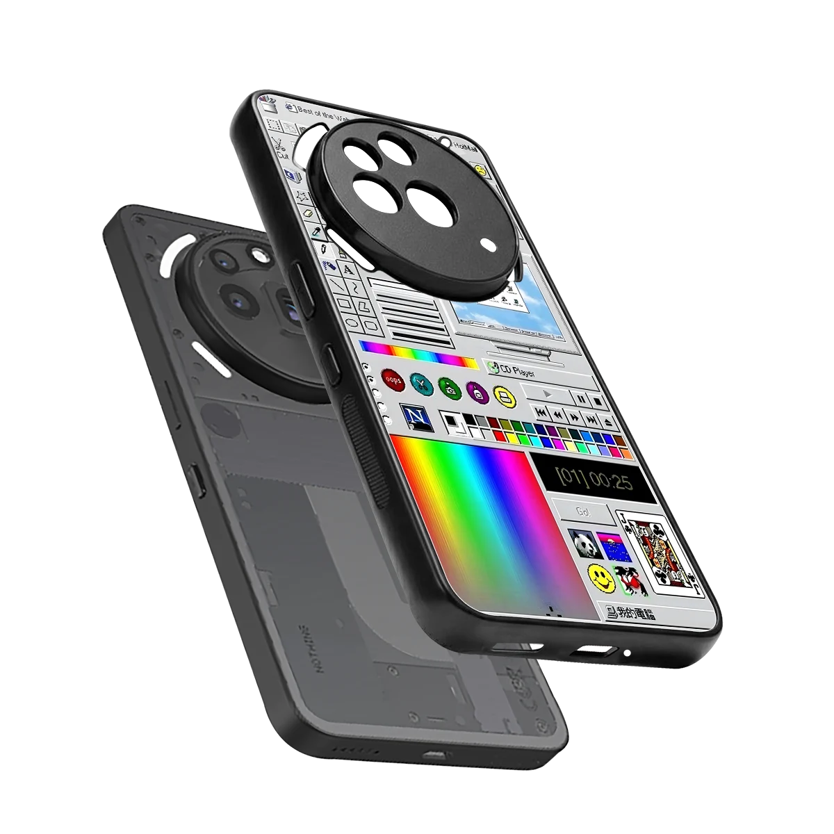 Paint Retro sleek nothing phone 3a pro cover with tempered glass back and TPU edges