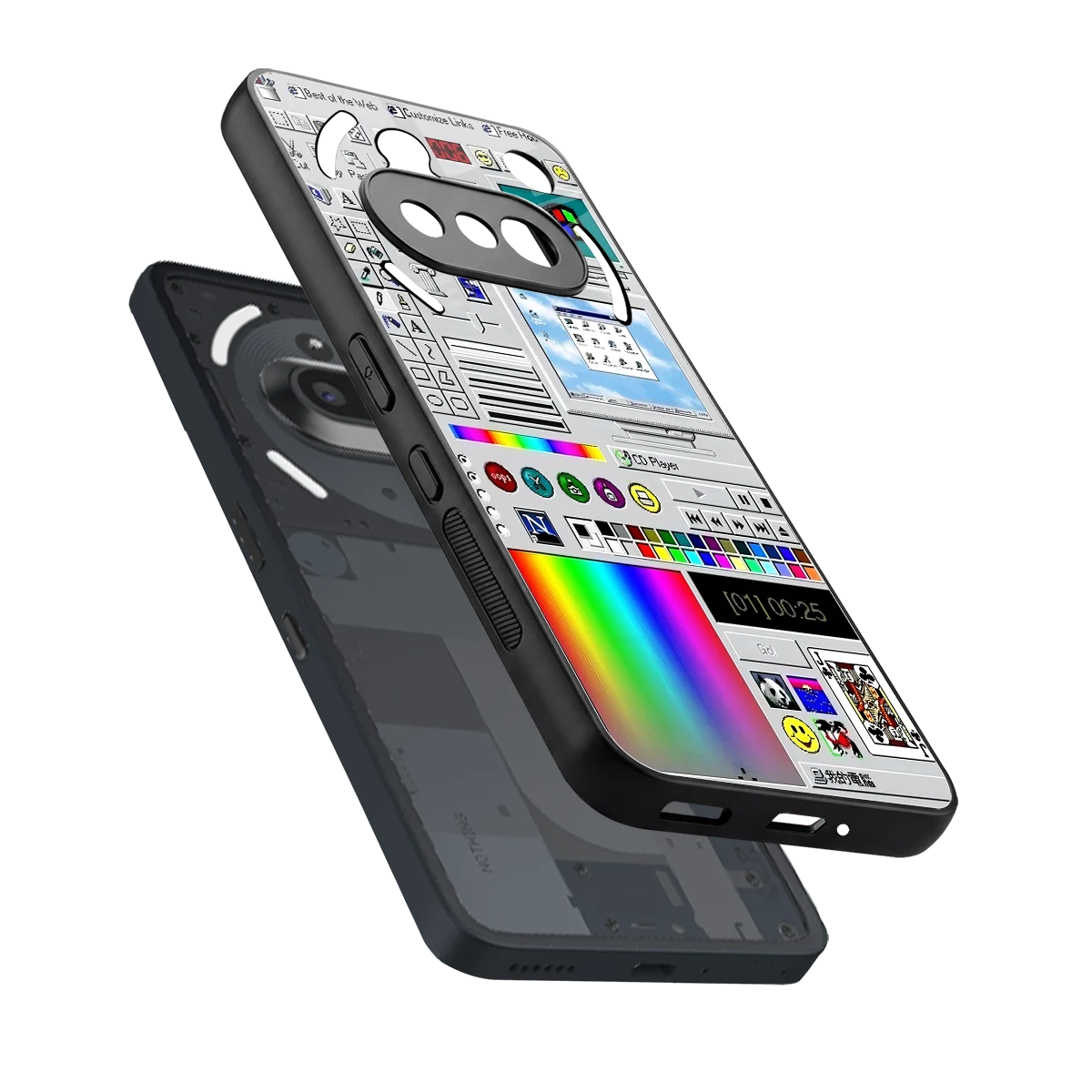Paint Retro sleek nothing phone 3a cover with tempered glass back and TPU edges