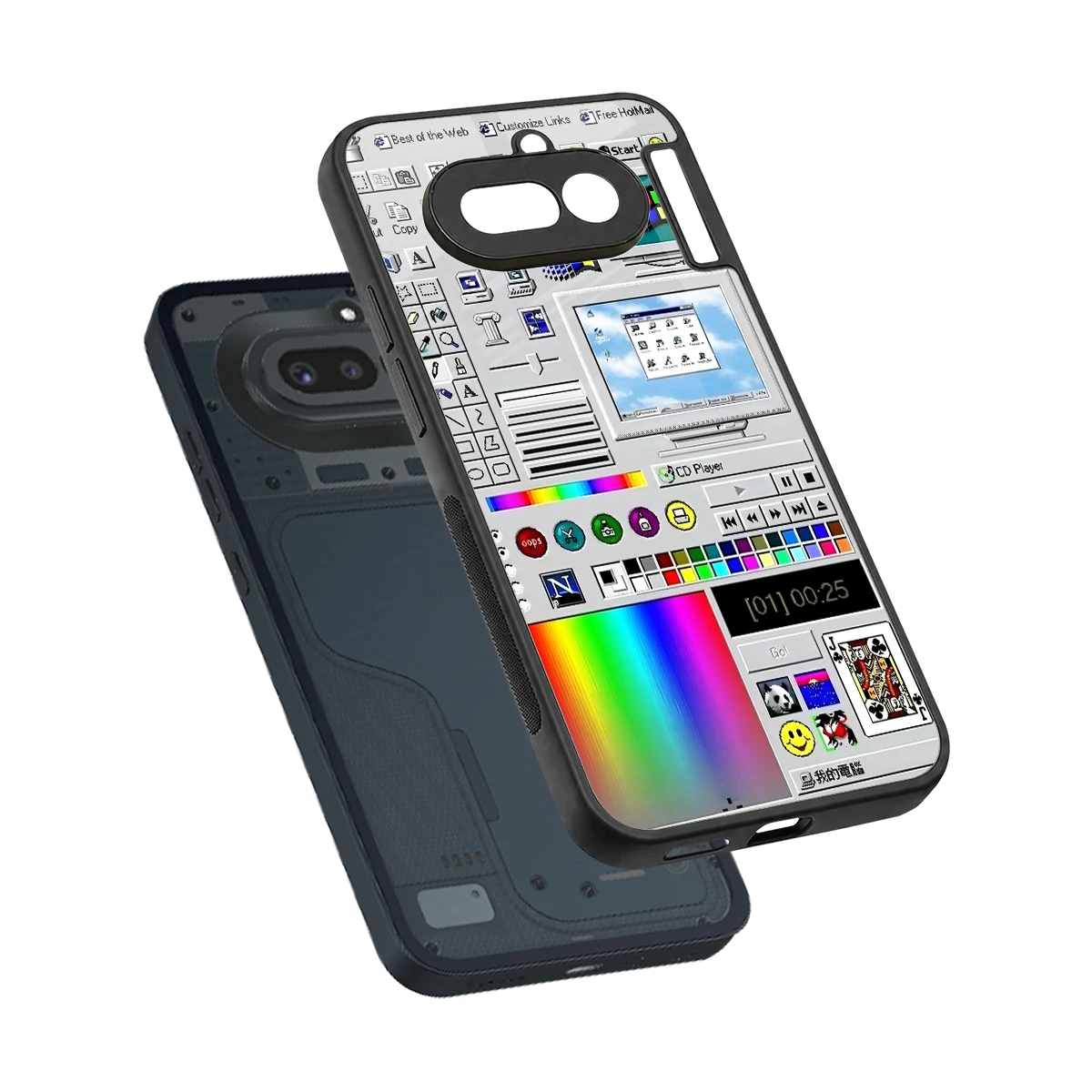 Paint Retro sleek nothing phone 4a cover with tempered glass back and TPU edges