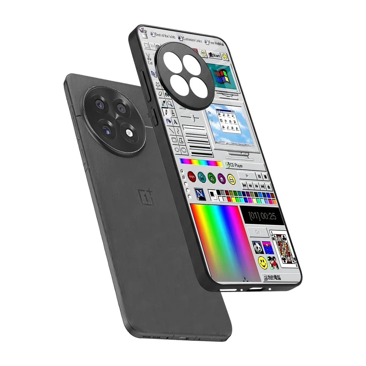 Paint Retro sleek oneplus 13r cover with tempered glass back and TPU edges
