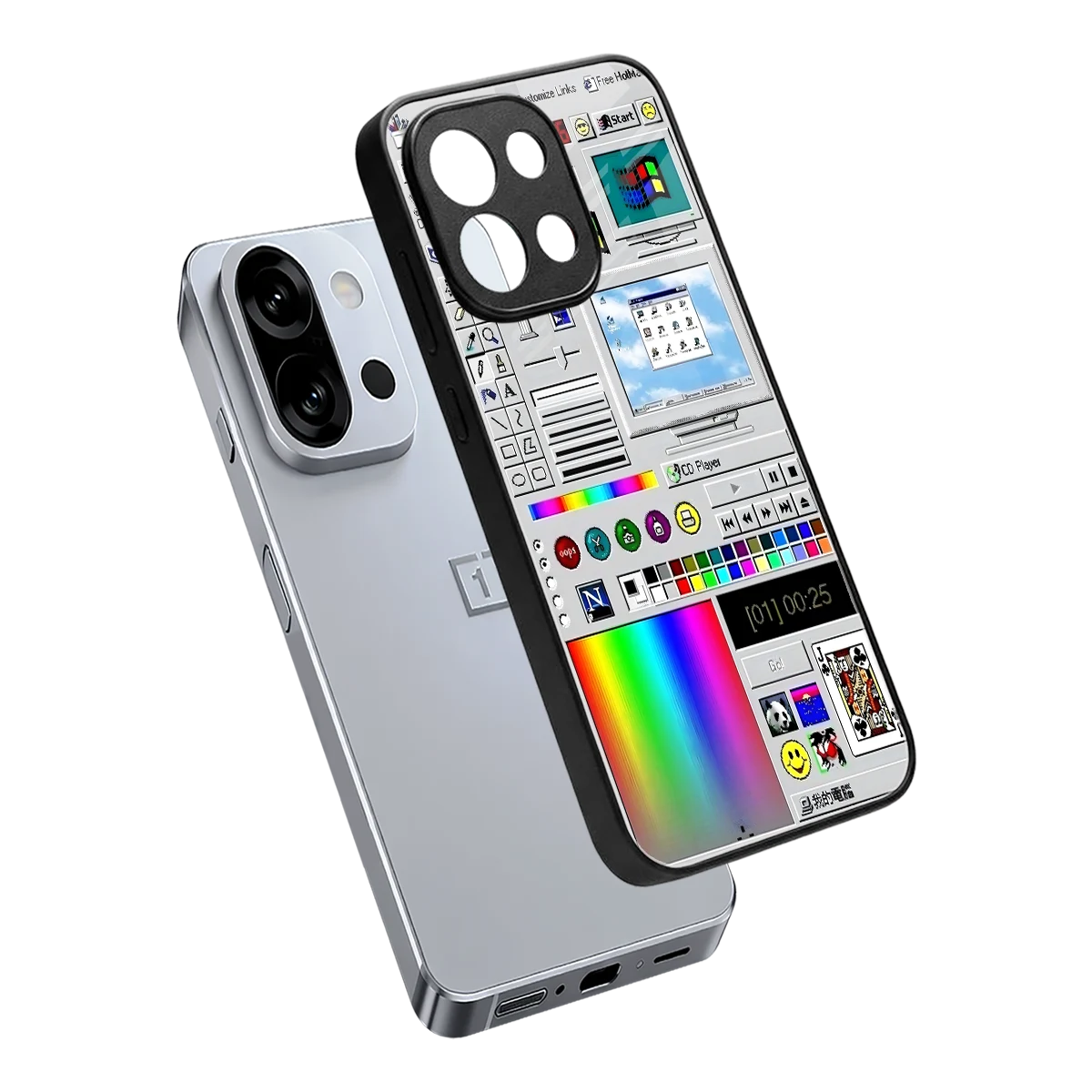 Paint Retro sleek oneplus 13s cover with tempered glass back and TPU edges
