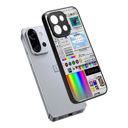 Paint Retro sleek oneplus 13s cover with tempered glass back and TPU edges