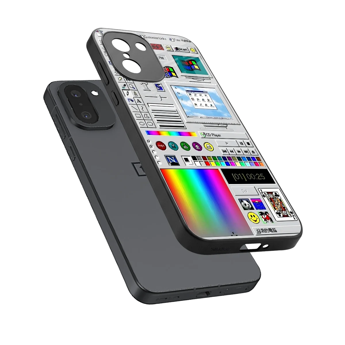 Paint Retro sleek oneplus 15r cover with tempered glass back and TPU edges