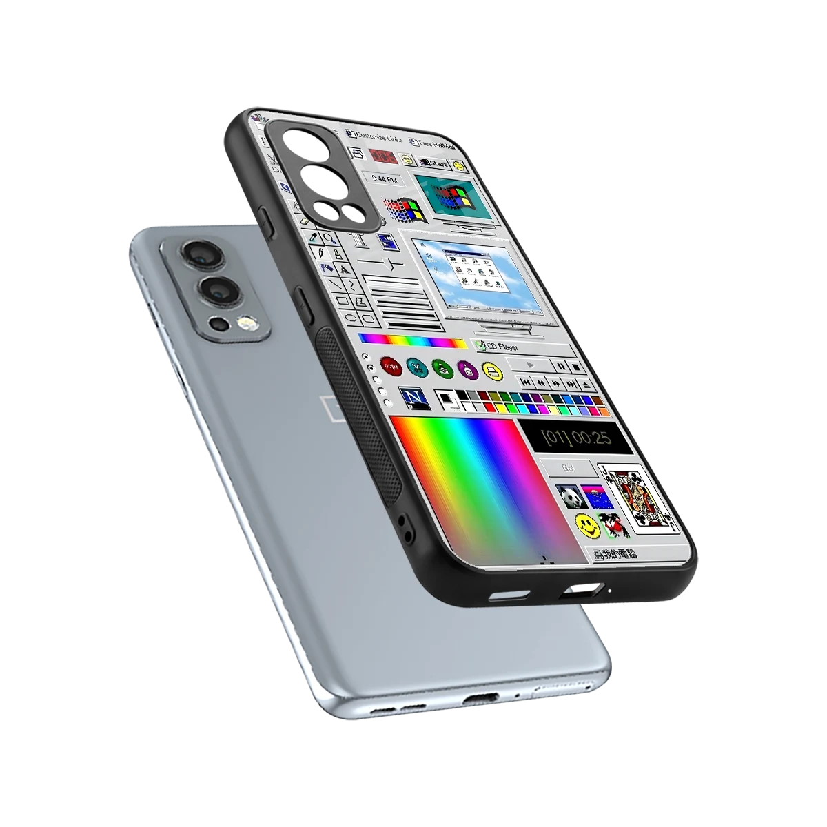 Paint Retro sleek oneplus nord 2 cover with tempered glass back and TPU edges