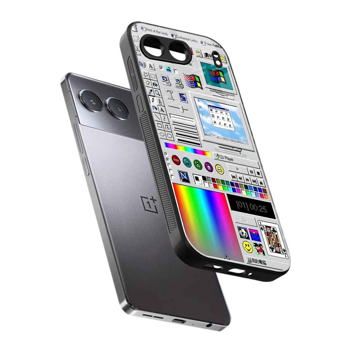 Paint Retro sleek oneplus nord 4 cover with tempered glass back and TPU edges