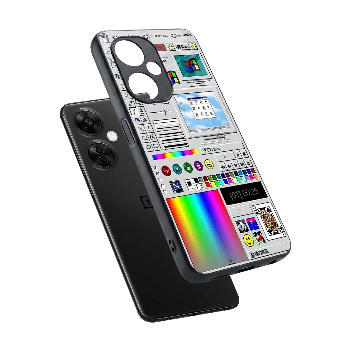 Paint Retro sleek oneplus nord ce 3 lite cover with tempered glass back and TPU edges