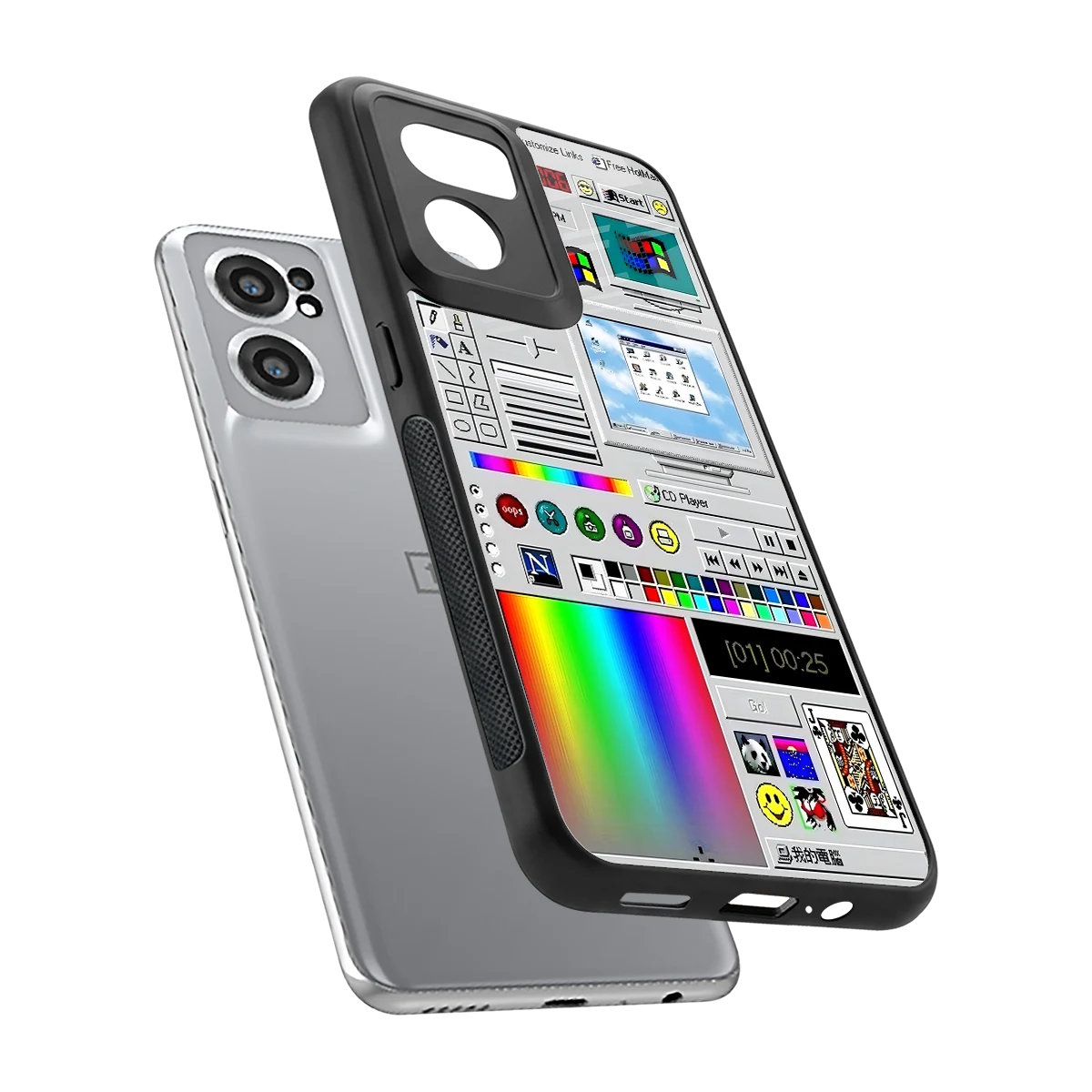 Paint Retro sleek oneplus nord ce 2 cover with tempered glass back and TPU edges