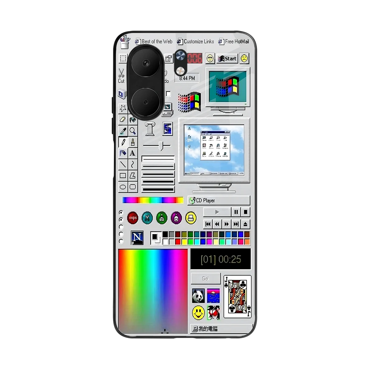 Paint Retro back phone cover | glass case for oppo a5x 5g
