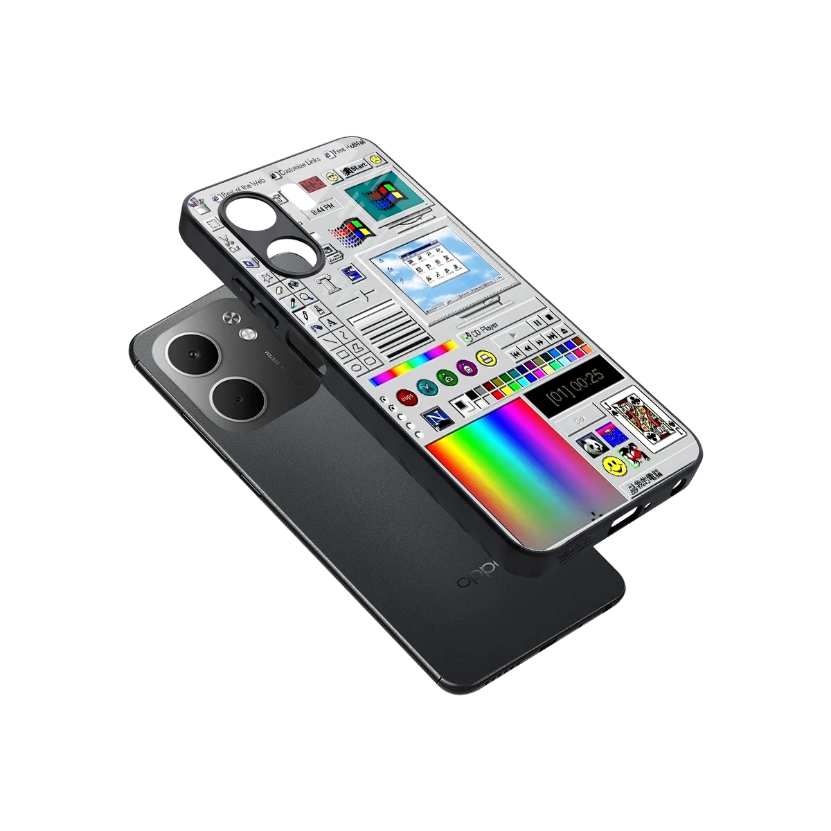 Paint Retro sleek oppo a5x 5g cover with tempered glass back and TPU edges