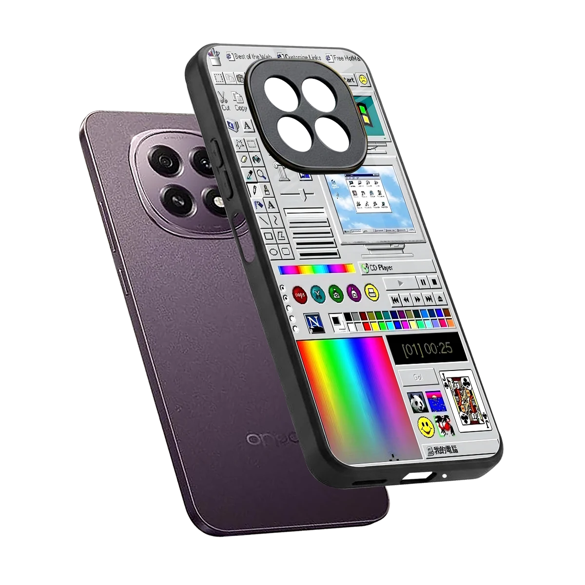 Paint Retro sleek oppo f29 5g cover with tempered glass back and TPU edges