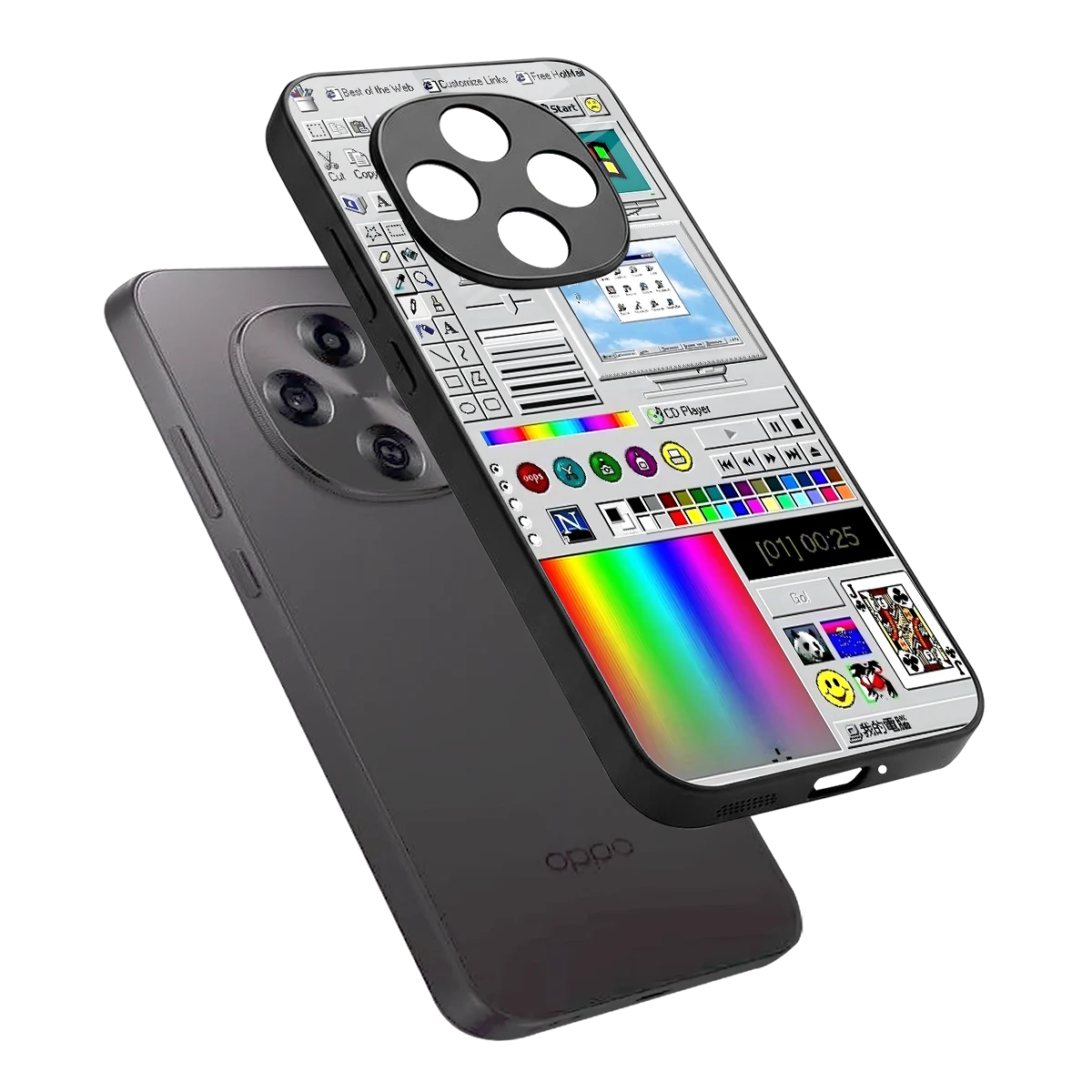 Paint Retro sleek oppo f31 pro 5g cover with tempered glass back and TPU edges