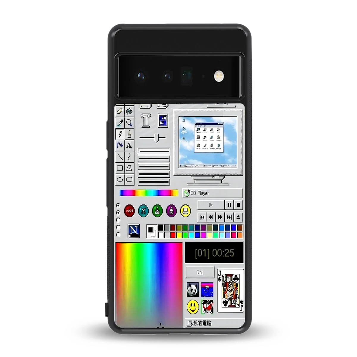 Paint Retro back phone cover | glass case for google pixel 6 pro