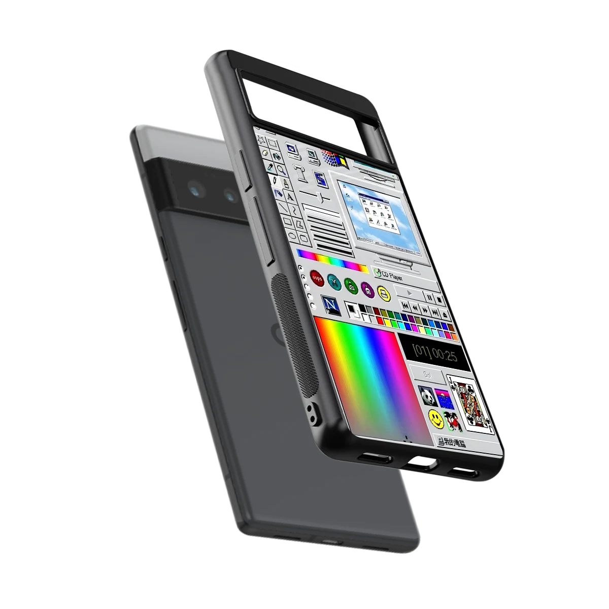 Paint Retro sleek google pixel 6 pro cover with tempered glass back and TPU edges