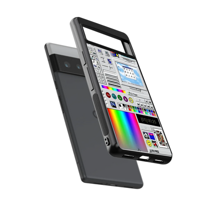 Paint Retro sleek google pixel 6 pro cover with tempered glass back and TPU edges