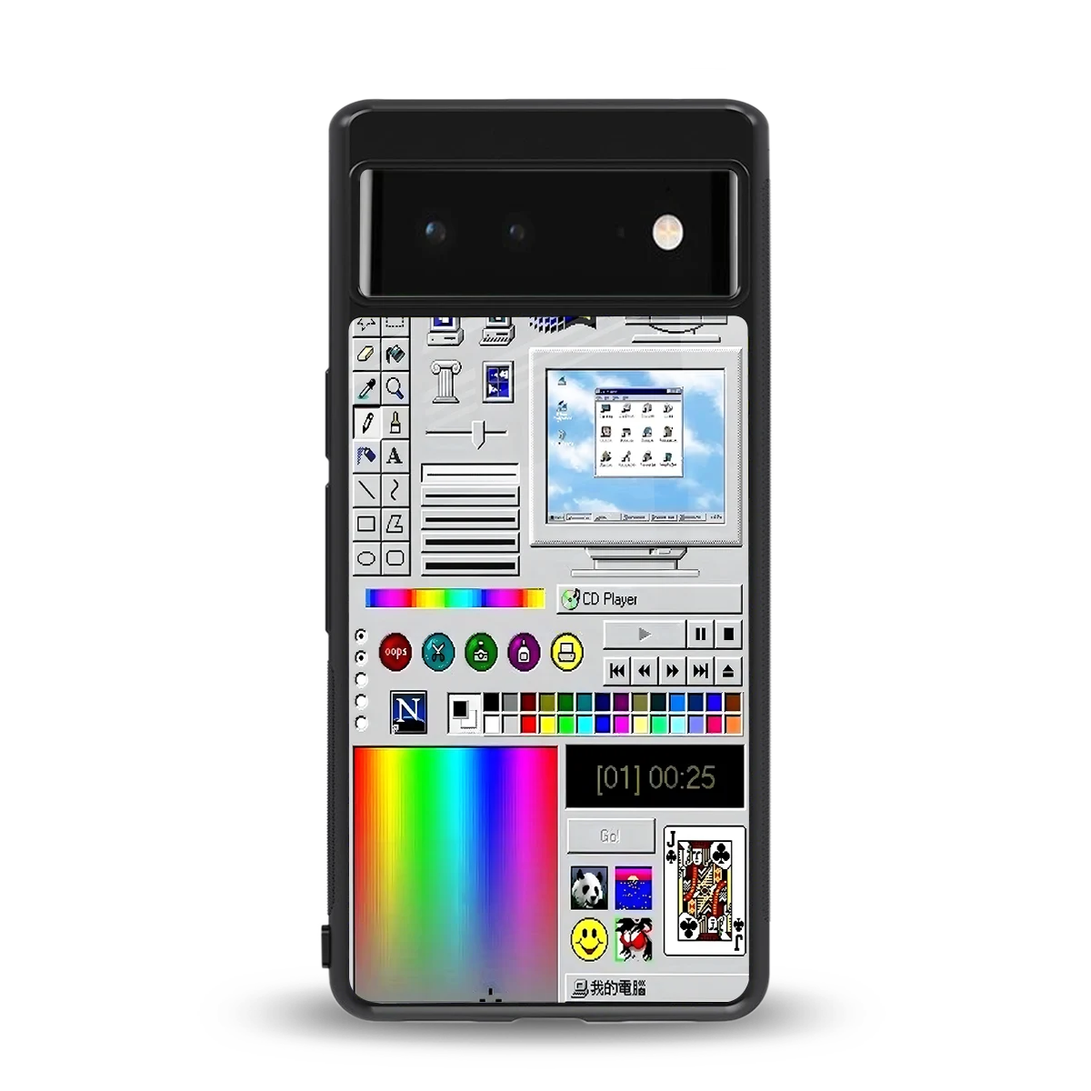 Paint Retro back phone cover | glass case for google pixel 6