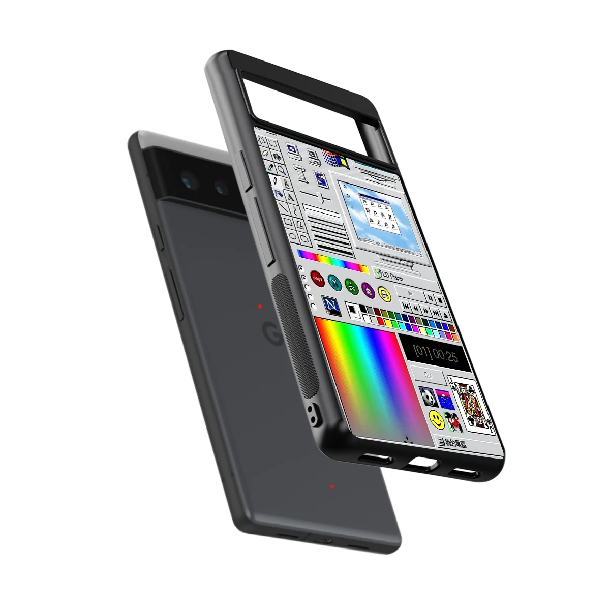 Paint Retro sleek google pixel 6 cover with tempered glass back and TPU edges