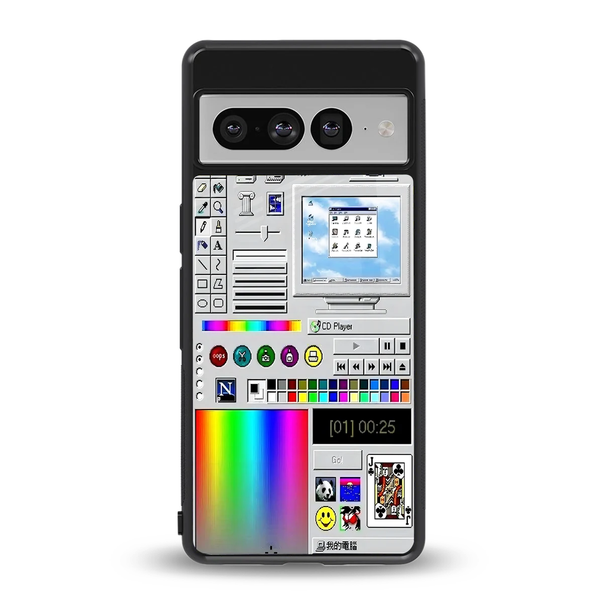 Paint Retro back phone cover | glass case for google pixel 7 pro