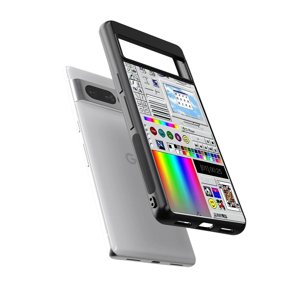 Paint Retro sleek google pixel 7 pro cover with tempered glass back and TPU edges