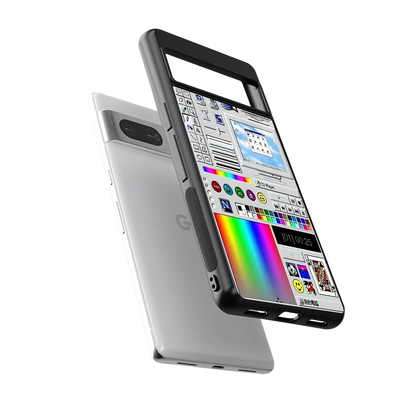 Paint Retro sleek google pixel 7a cover with tempered glass back and TPU edges