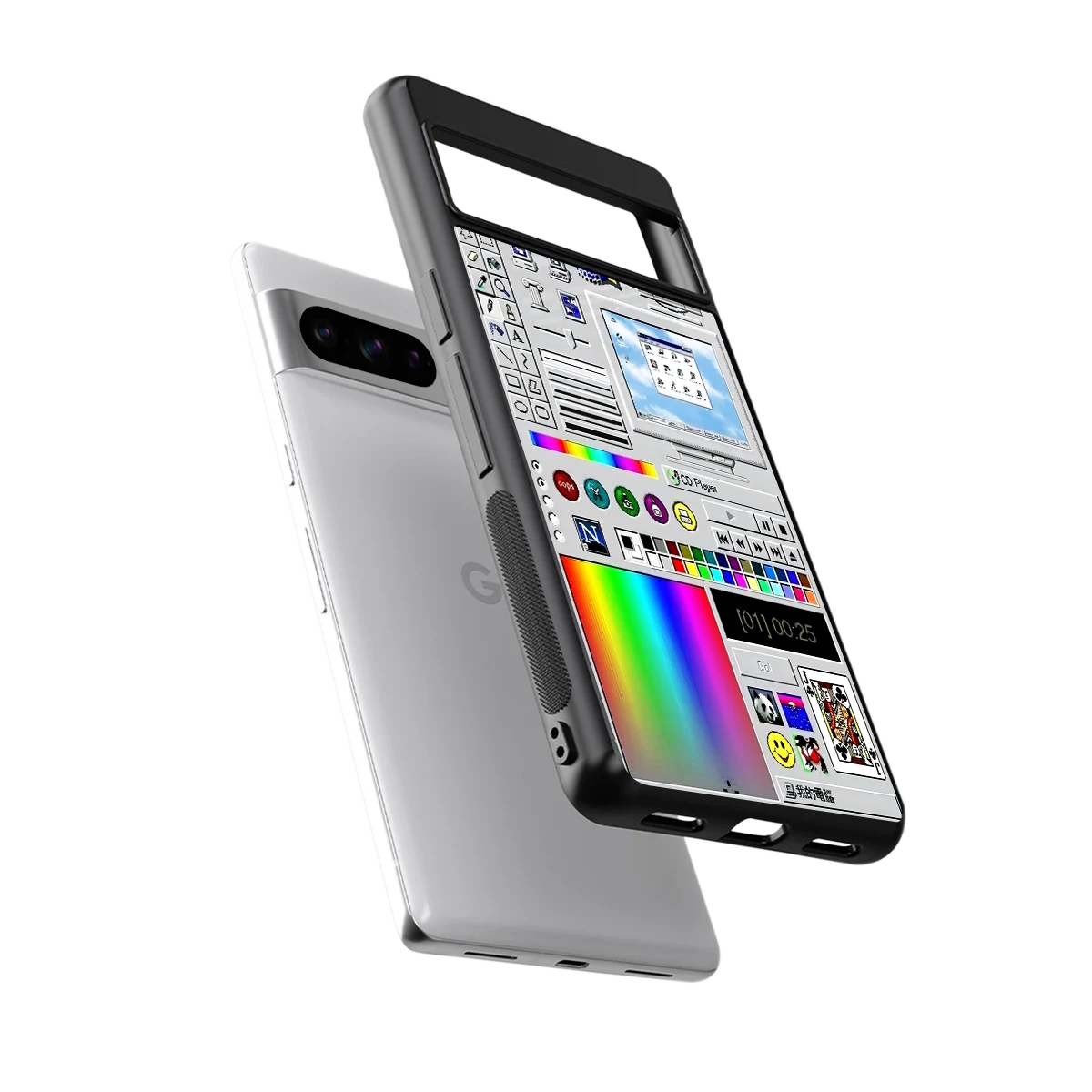 Paint Retro sleek google pixel 8 pro cover with tempered glass back and TPU edges