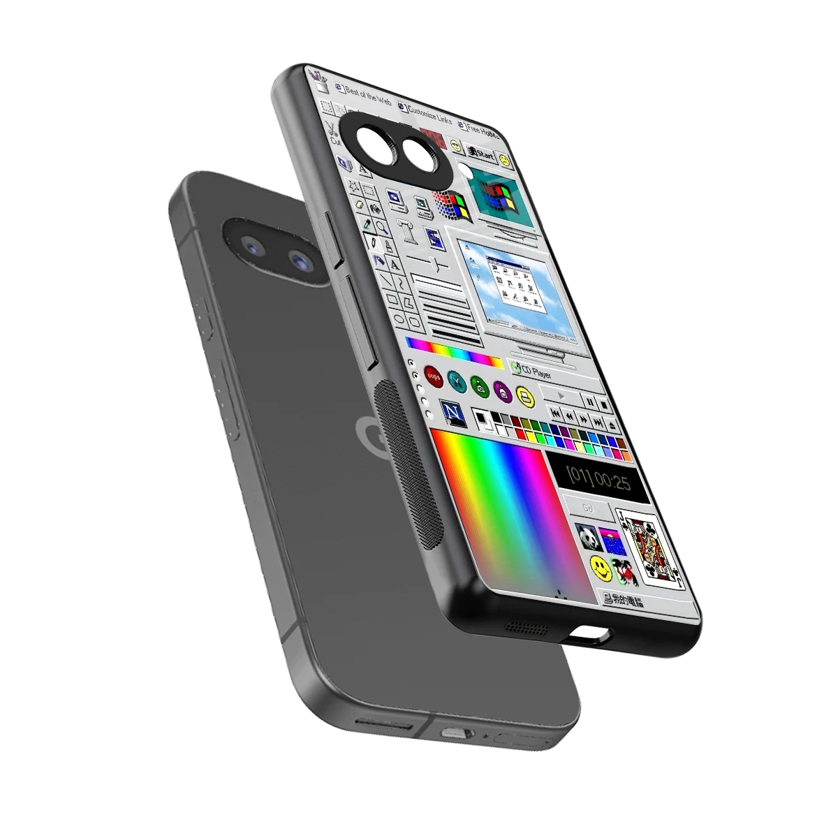 Paint Retro sleek google pixel 10a cover with tempered glass back and TPU edges