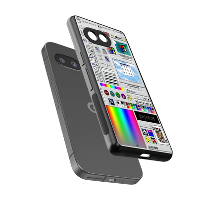 Paint Retro sleek google pixel 10a cover with tempered glass back and TPU edges