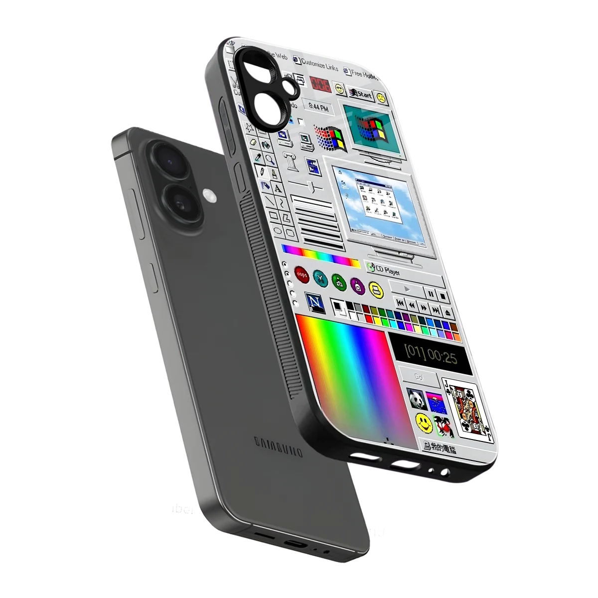 Paint Retro sleek samsung galaxy a06 5g cover with tempered glass back and TPU edges