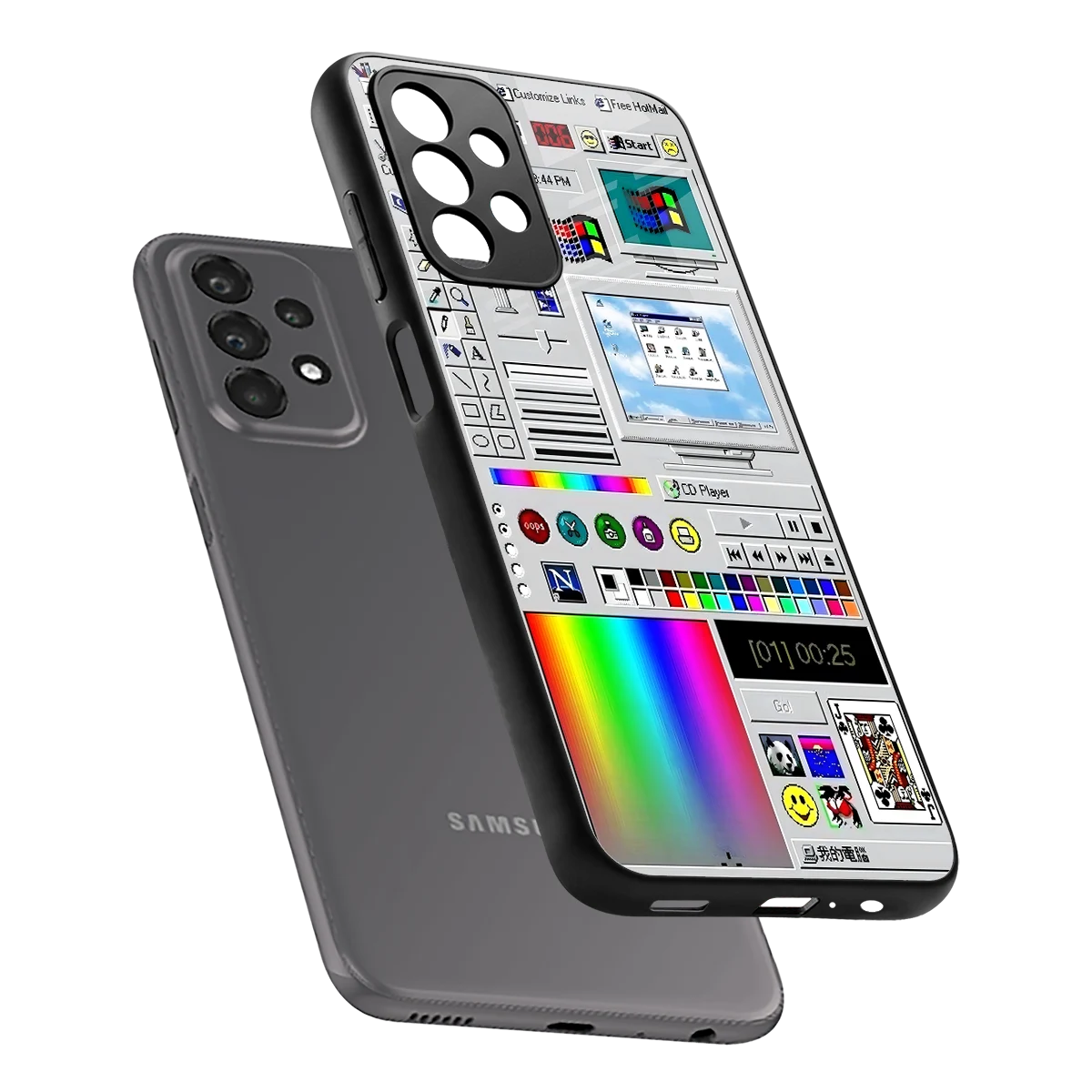 Paint Retro sleek samsung galaxy a23 cover with tempered glass back and TPU edges