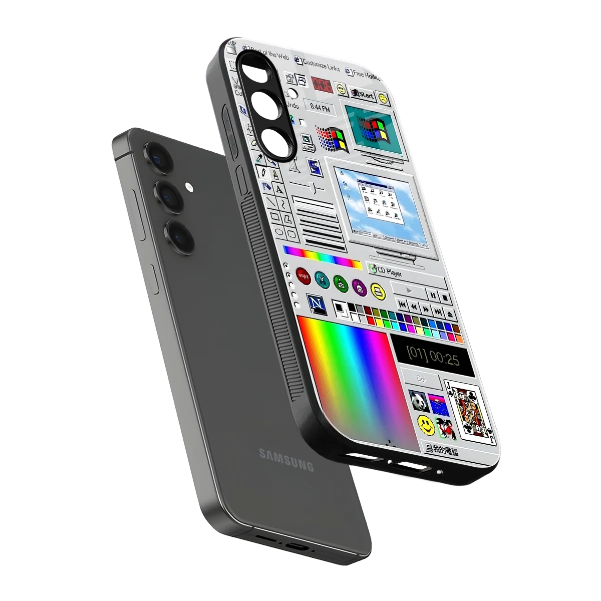 Paint Retro sleek samsung galaxy m35 5g cover with tempered glass back and TPU edges